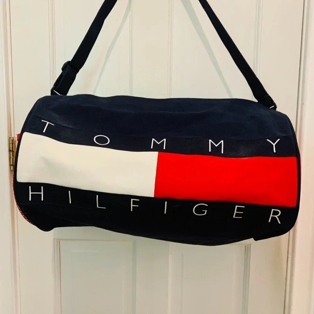 Vintage Tommy Hilfiger Sports Bag Travel Bag Duffle GYM Bag 90s